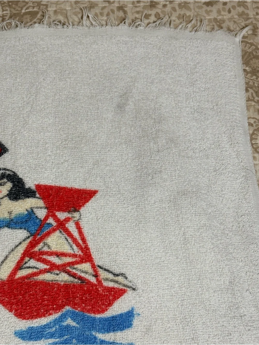 Vintage 1960s Secret Agent 006½ James Bomb Beach Towel Pin Up Novelty USA